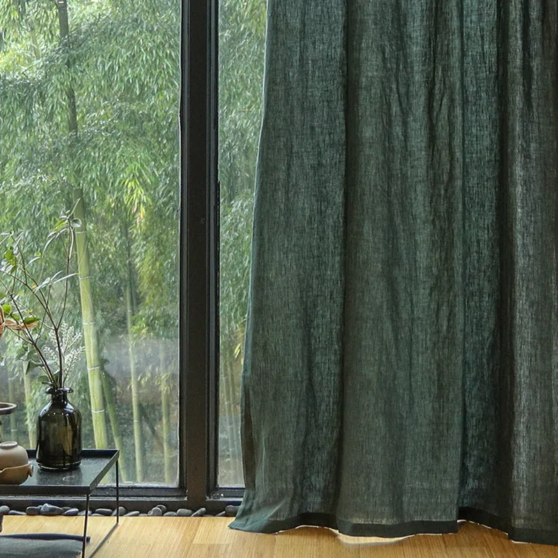Luxurious Blackish Green100% Pure Linen Curtains Sheer Curtains