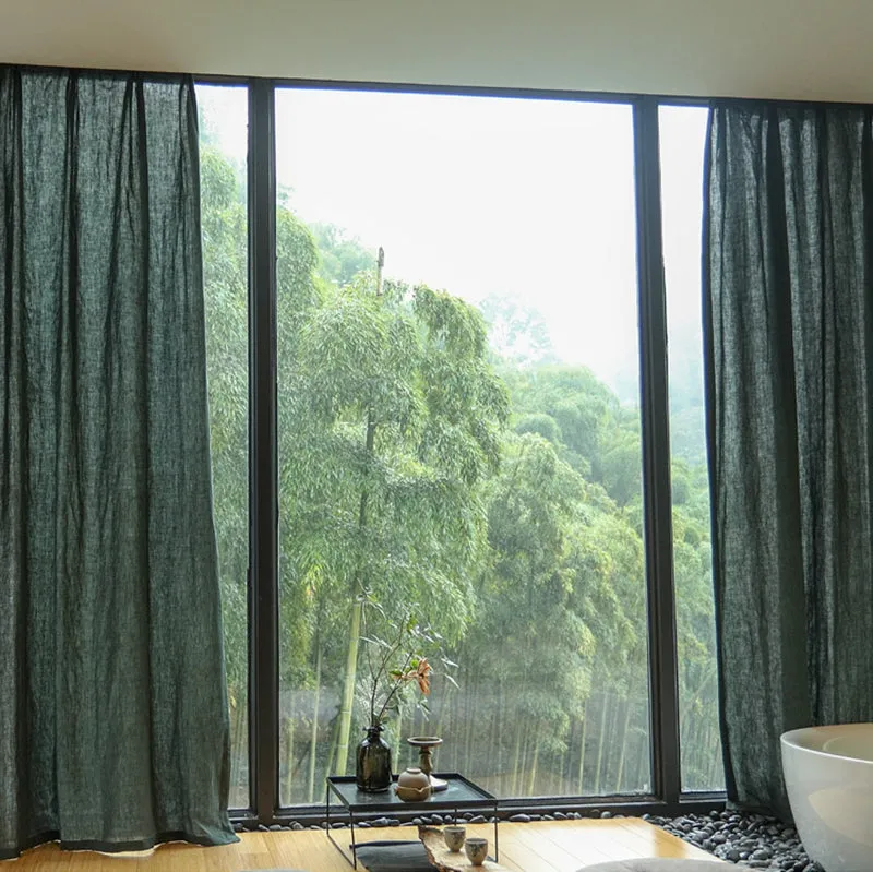 Luxurious Blackish Green100% Pure Linen Curtains Sheer Curtains