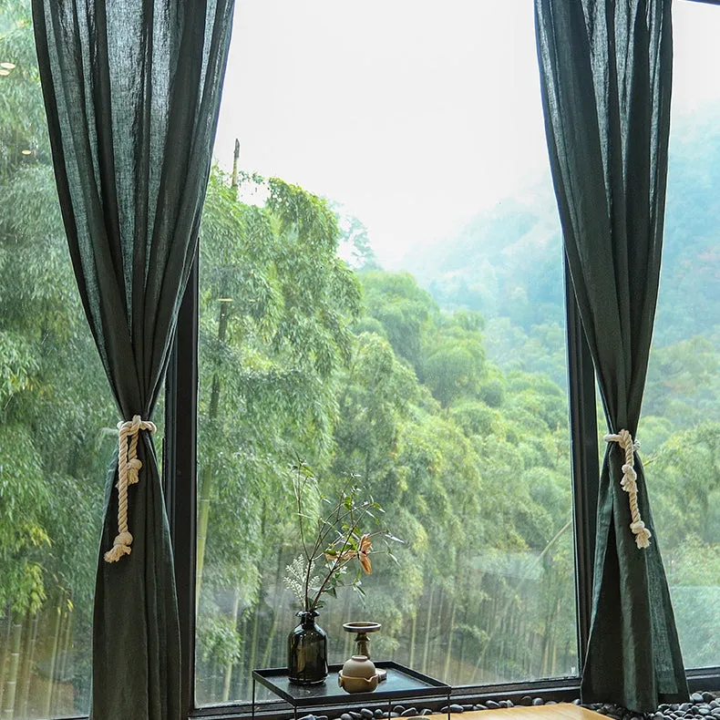 Luxurious Blackish Green100% Pure Linen Curtains Sheer Curtains