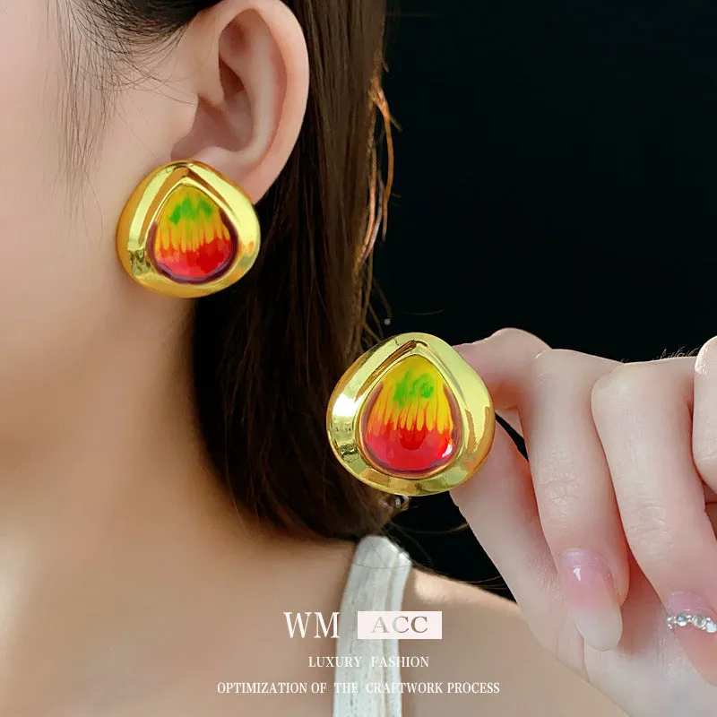 Luxurious Droplet Droplet Geometric Alloy Oil Dripping Earrings