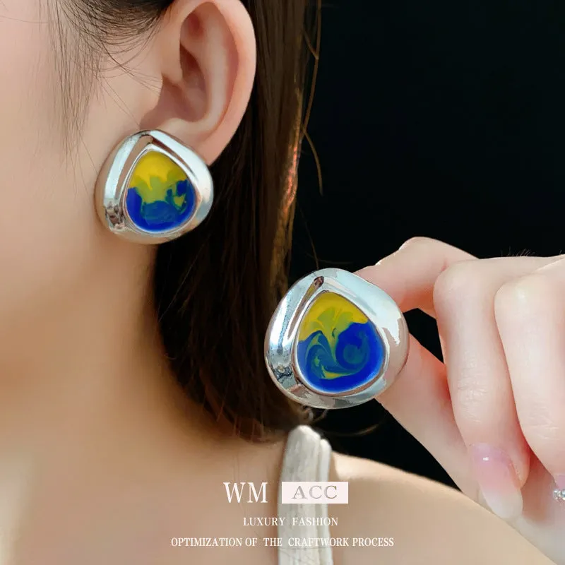 Luxurious Droplet Droplet Geometric Alloy Oil Dripping Earrings