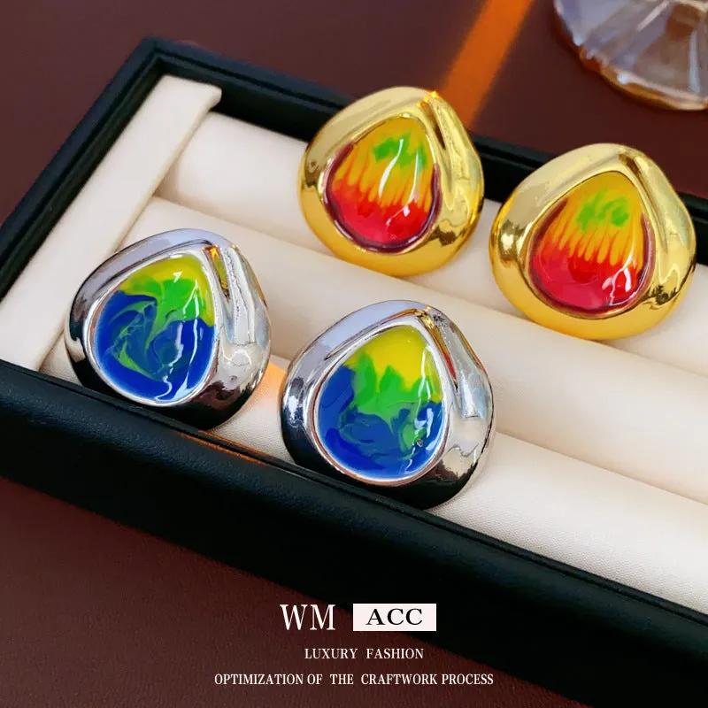 Luxurious Droplet Droplet Geometric Alloy Oil Dripping Earrings