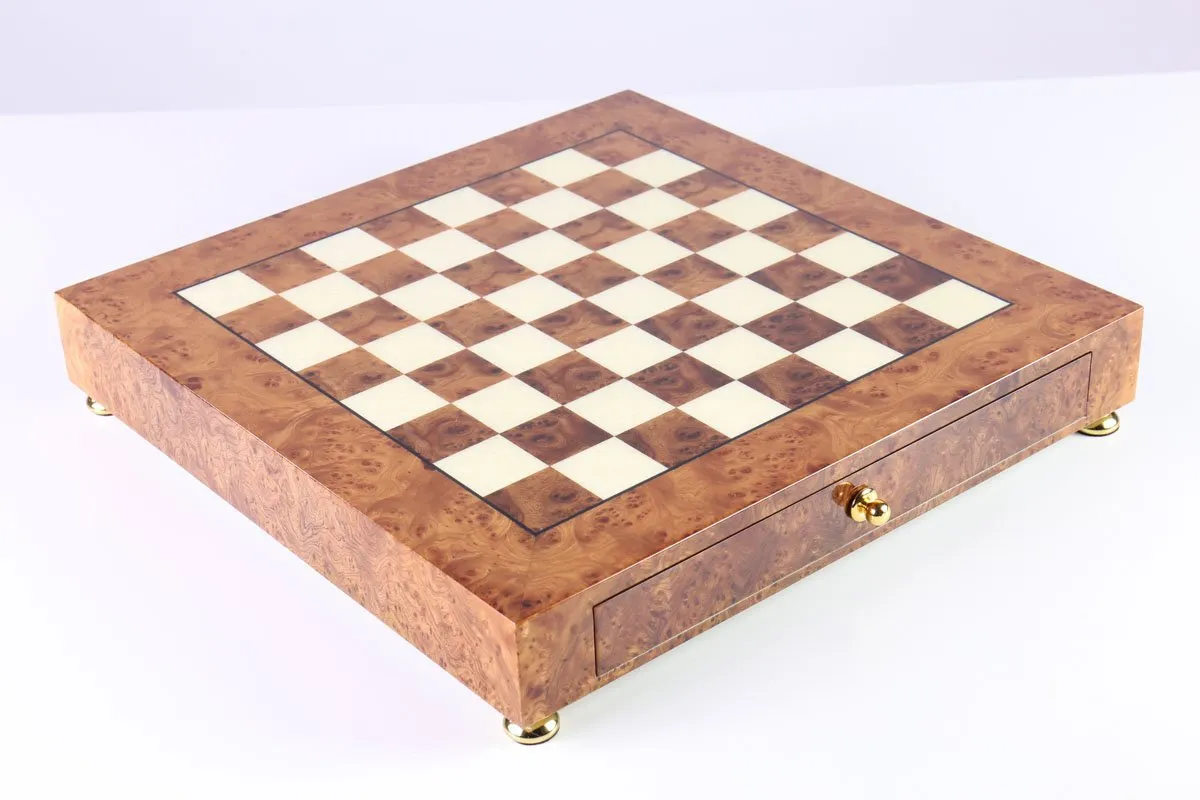 Luxurious French Style Briarwood Chess Set with Storage