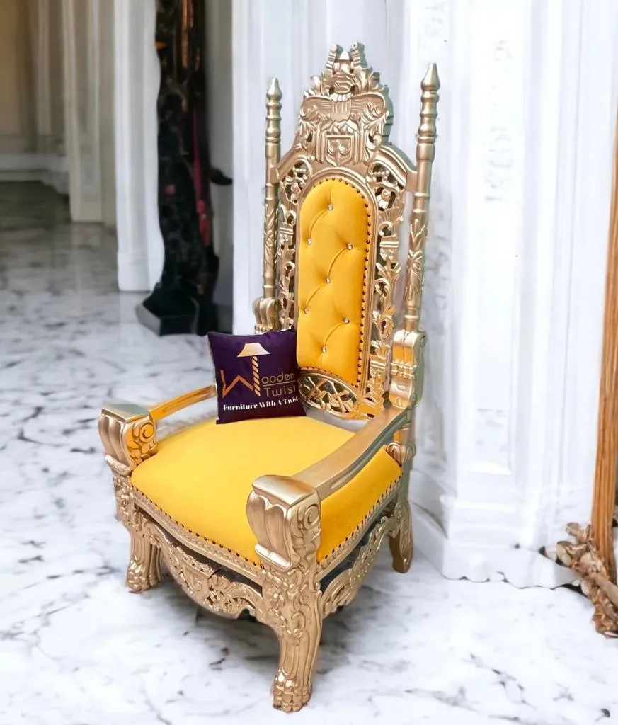Luxurious High Back Throne Chair (Golden)