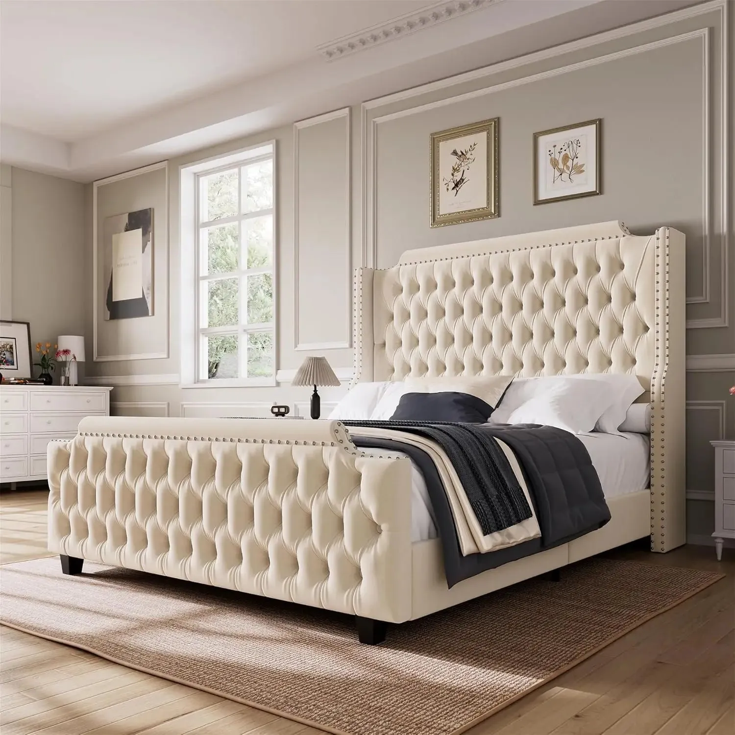 Luxurious King Size Upholstered Bed Frame