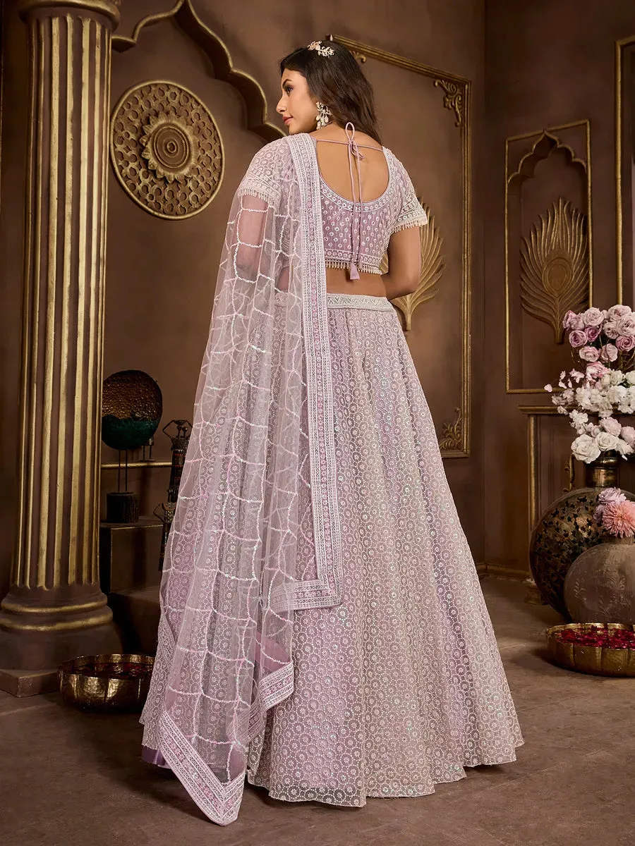 Luxurious Lavender Embroidered Bridal Lehenga Choli