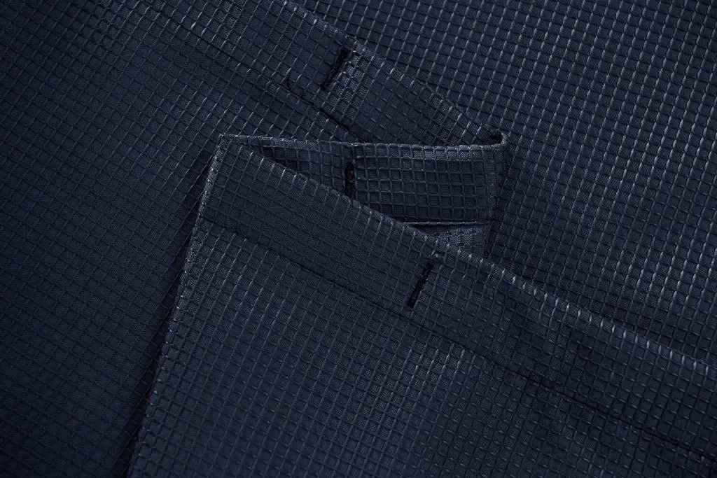 Luxurious Navy Waffle Weave Shower Curtain
