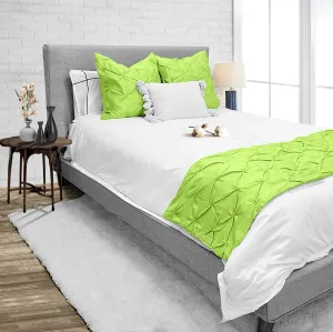 Luxurious Parrot Green Pinch Bed Runner Set