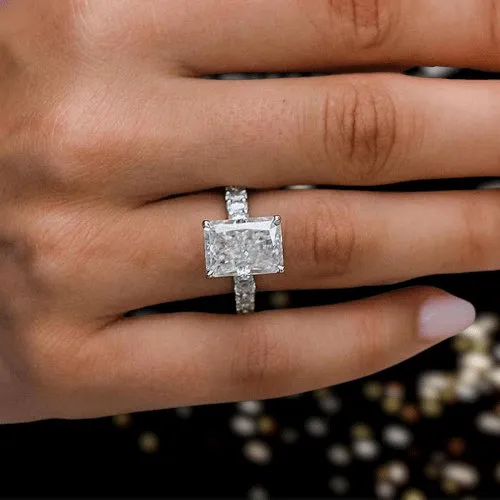 Luxurious Radiant Cut Simulated Diamond Ring Set