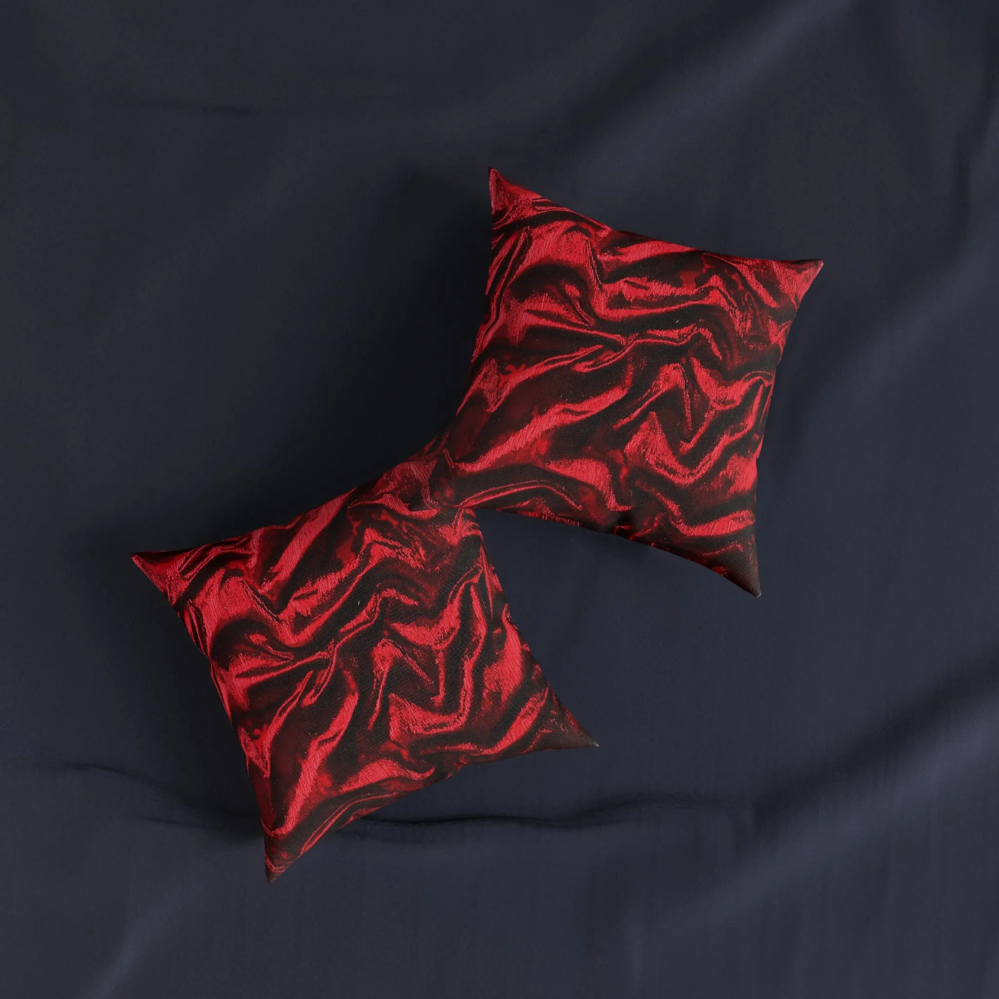 Luxurious Red Velvet Effect Square Pillow - UK