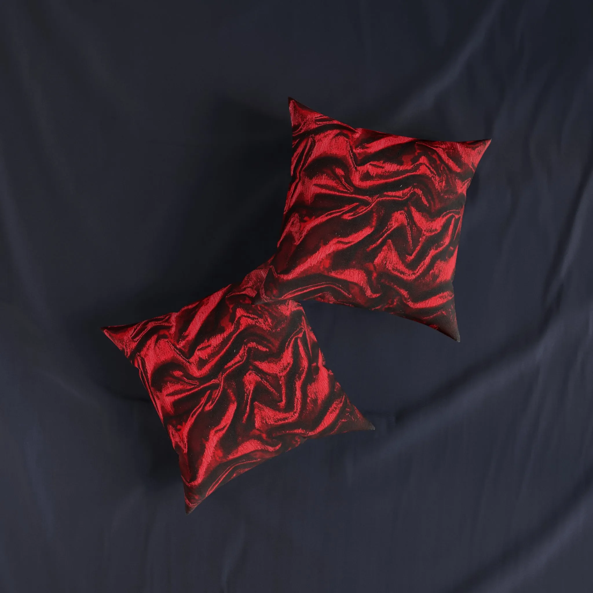 Luxurious Red Velvet Effect Square Pillow - UK