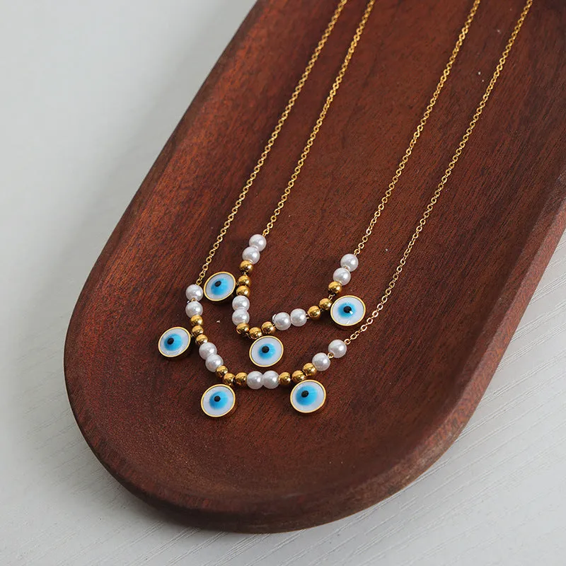 Luxurious Retro Gold-Plated Devil's Eye Pendant Necklace