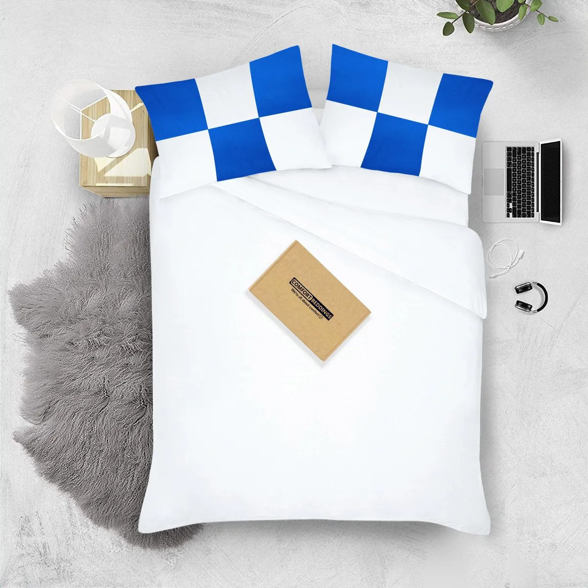 Luxurious Royal blue - white chex pillowcases