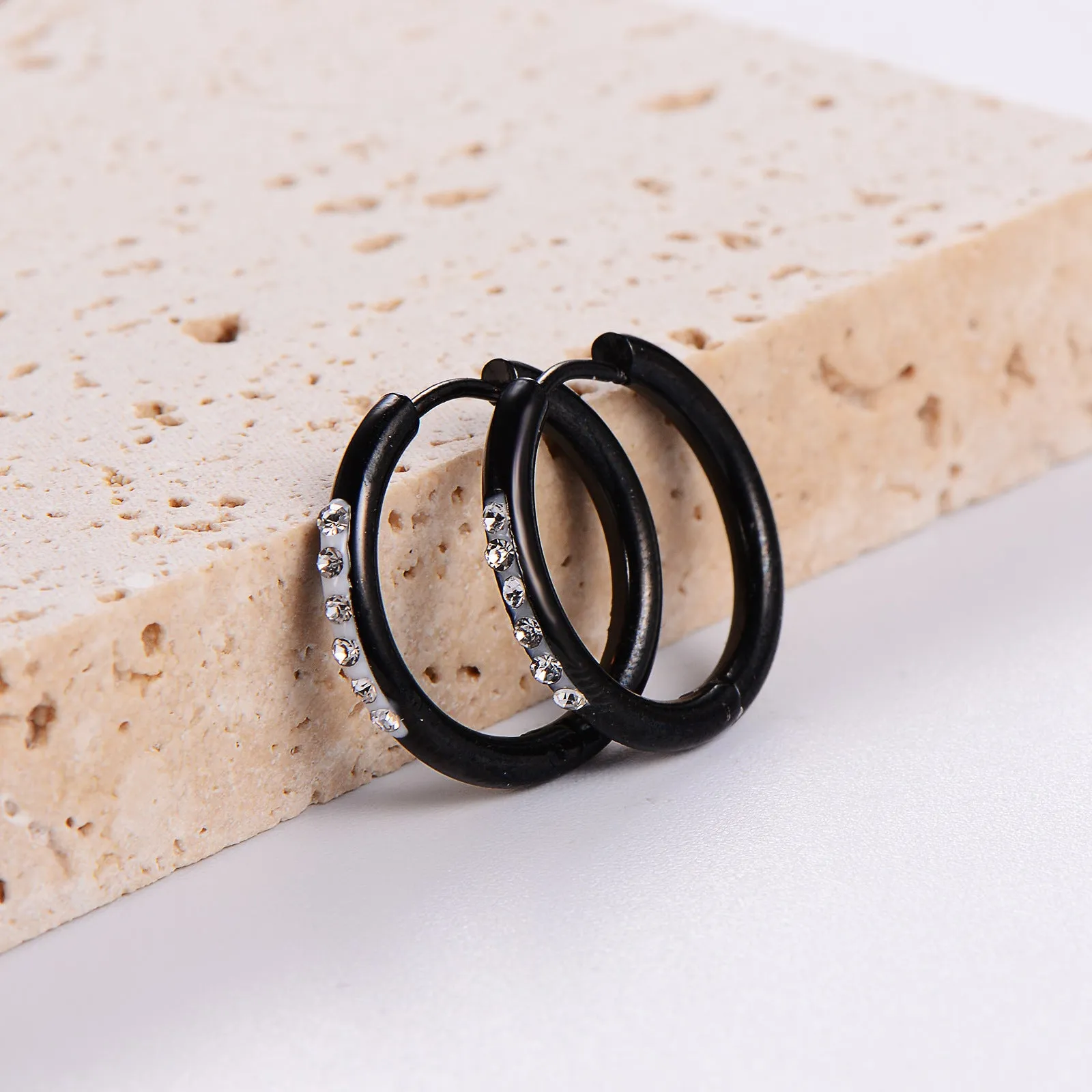 Luxurious Stripe Circle Round Stainless Steel Electroplating Earrings