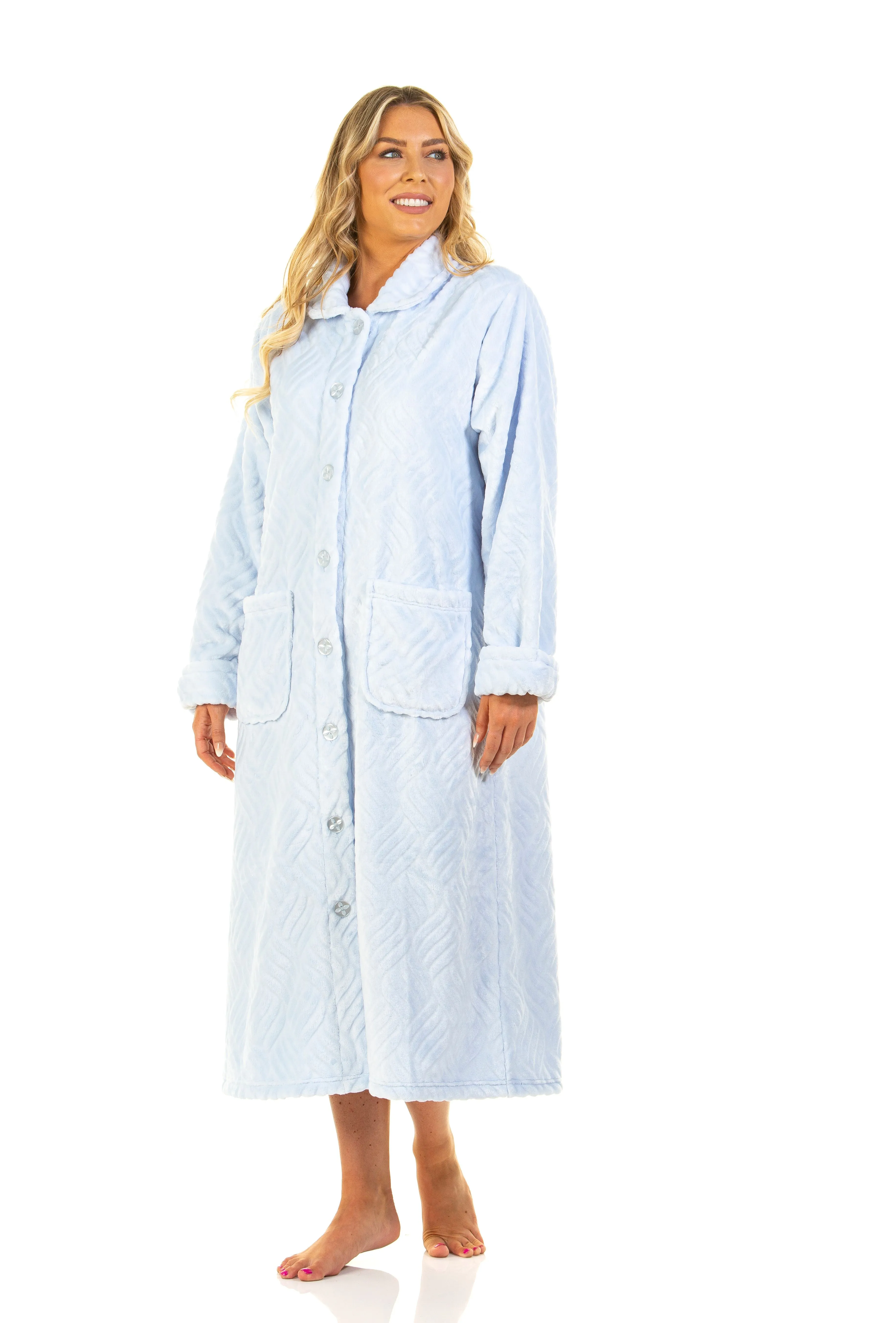 Luxurious Tulip Embossed Button Front Dressing Gown