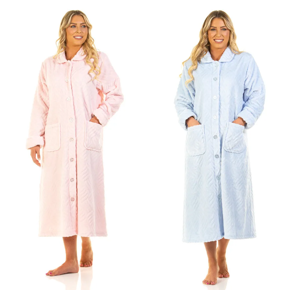 Luxurious Tulip Embossed Button Front Dressing Gown