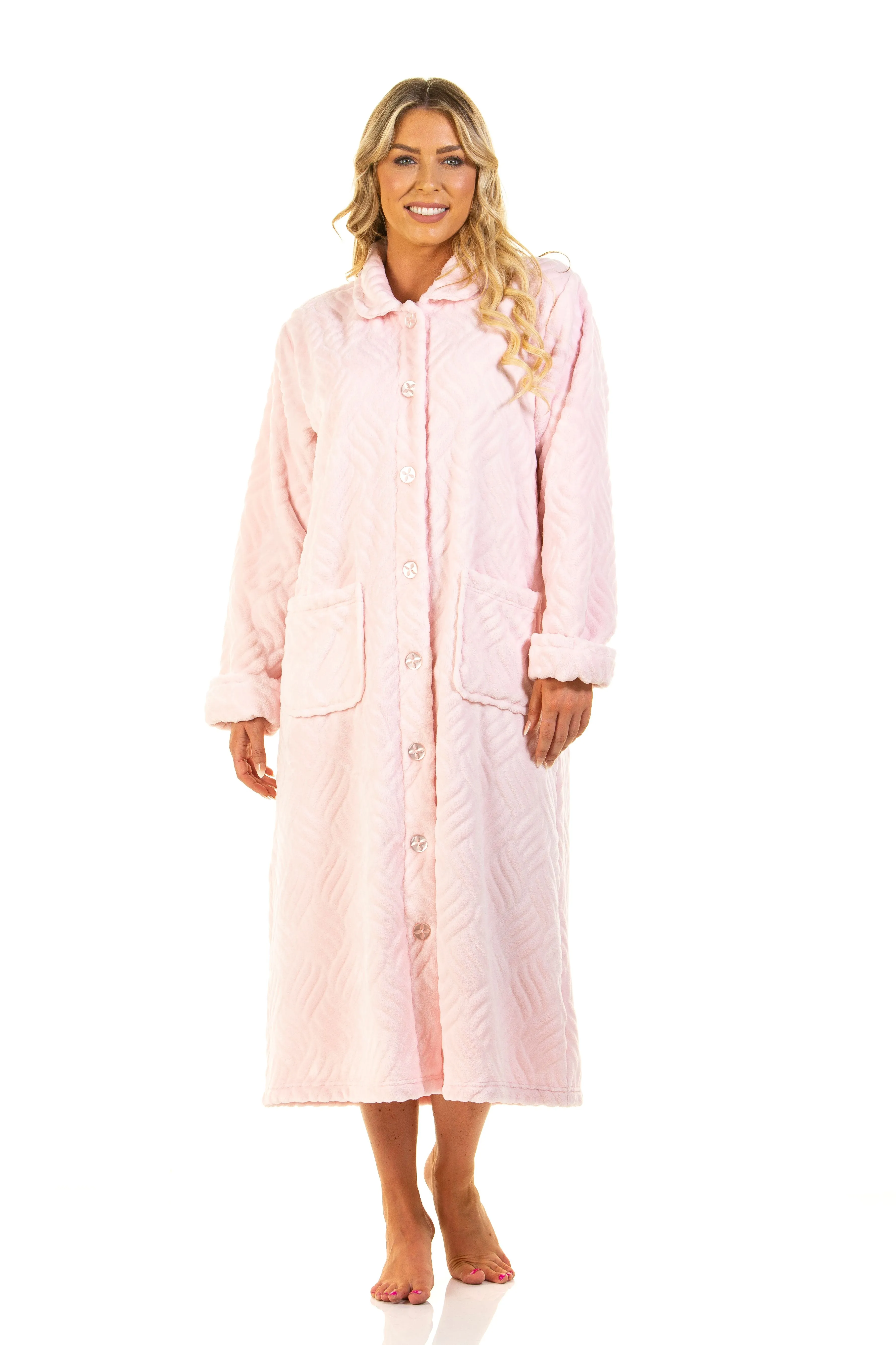 Luxurious Tulip Embossed Button Front Dressing Gown