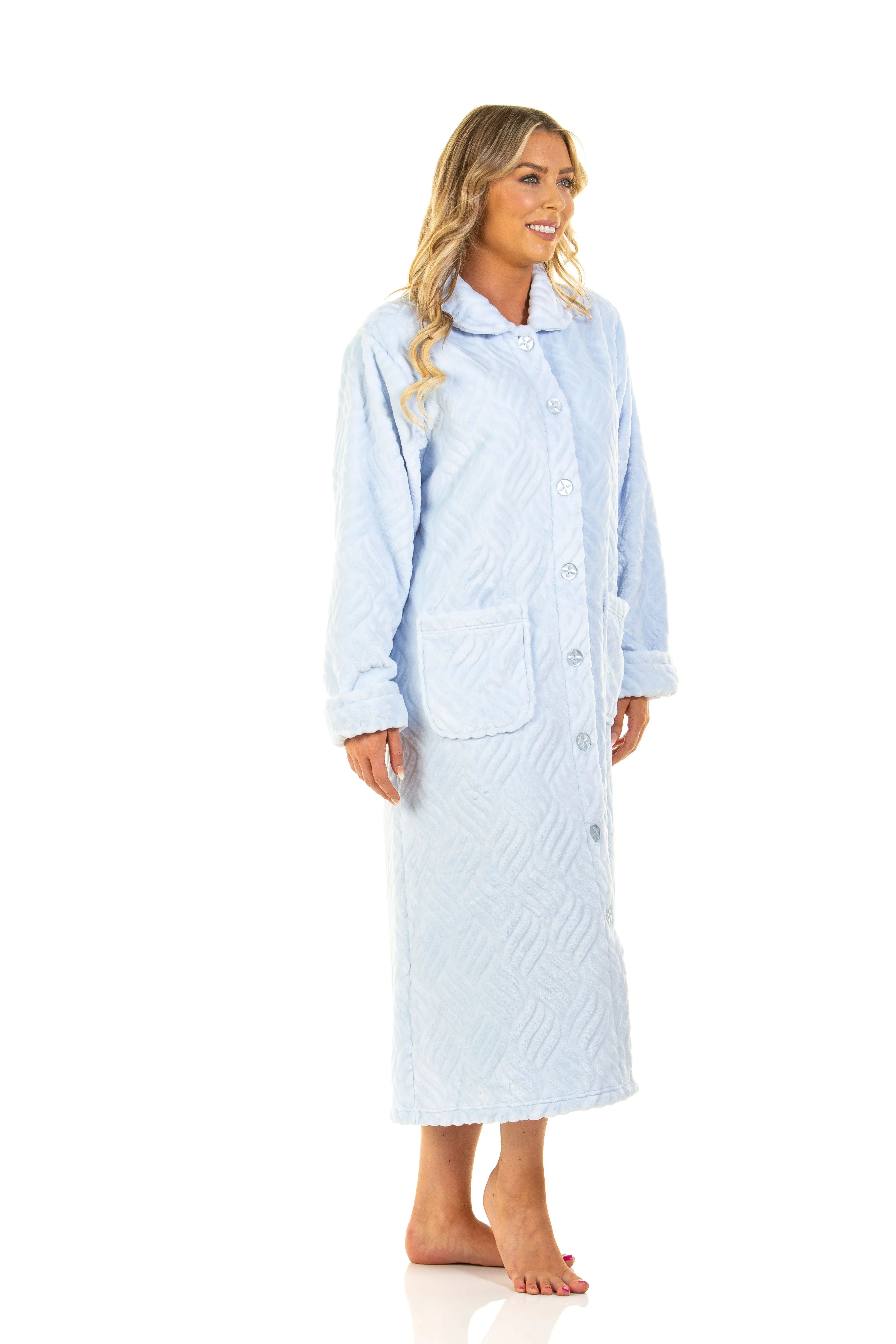 Luxurious Tulip Embossed Button Front Dressing Gown
