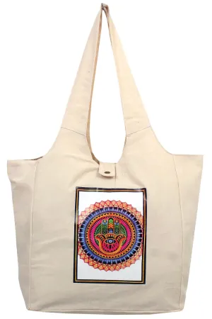 Mandala Hamsa Printed Tote Bag