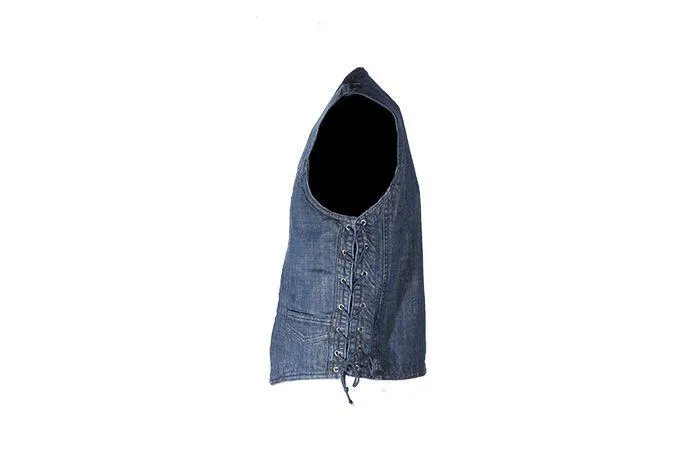 Men's Dark Blue Denim Gun Pocket Club Vest, MV303-DarkBlue-Denim-DL