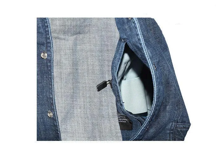 Men's Dark Blue Denim Gun Pocket Club Vest, MV303-DarkBlue-Denim-DL