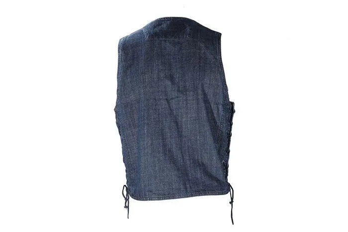 Men's Dark Blue Denim Gun Pocket Club Vest, MV303-DarkBlue-Denim-DL