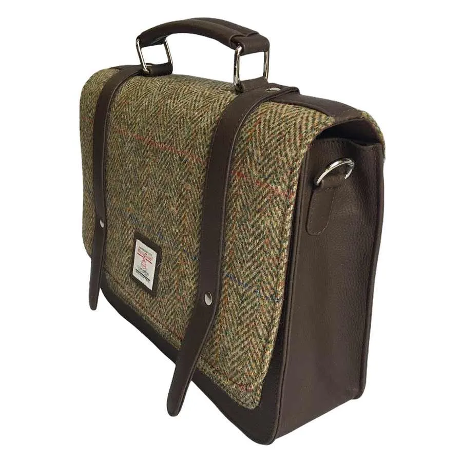 Mini Messenger Bag Country Green Harris Tweed