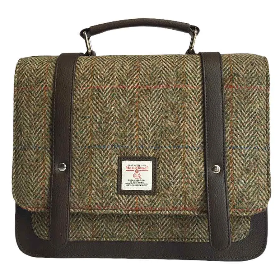 Mini Messenger Bag Country Green Harris Tweed