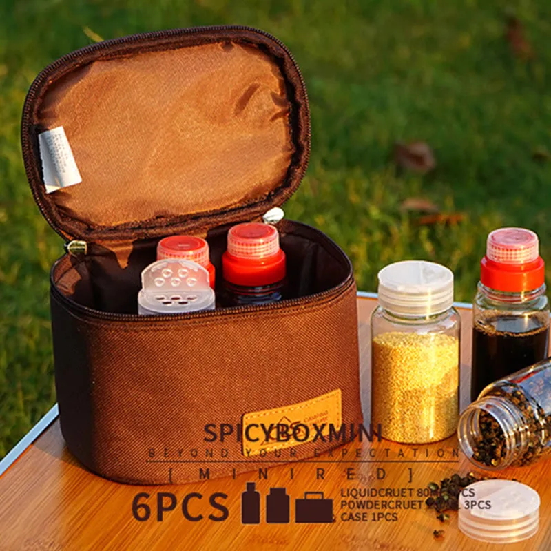 Mini Outdoor Camping BBQ Spice Bottle Set Storage Bag
