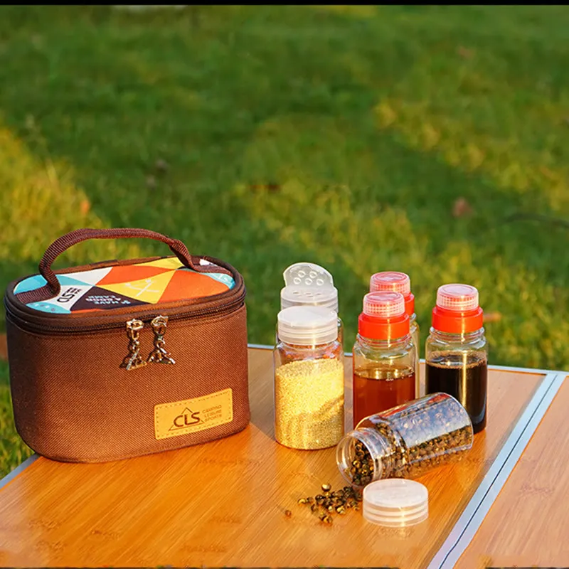 Mini Outdoor Camping BBQ Spice Bottle Set Storage Bag