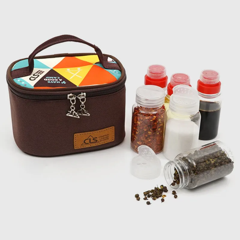 Mini Outdoor Camping BBQ Spice Bottle Set Storage Bag