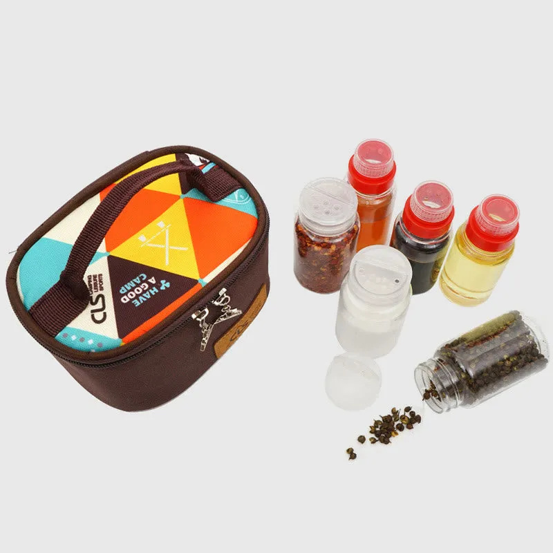 Mini Outdoor Camping BBQ Spice Bottle Set Storage Bag