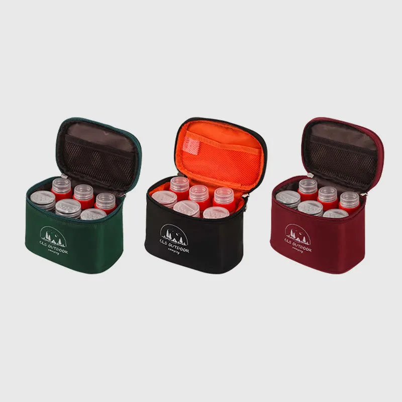 Mini Outdoor Camping BBQ Spice Bottle Set Storage Bag