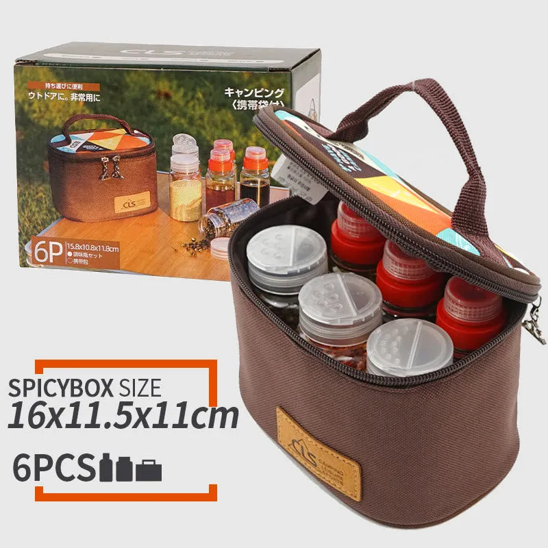 Mini Outdoor Camping BBQ Spice Bottle Set Storage Bag