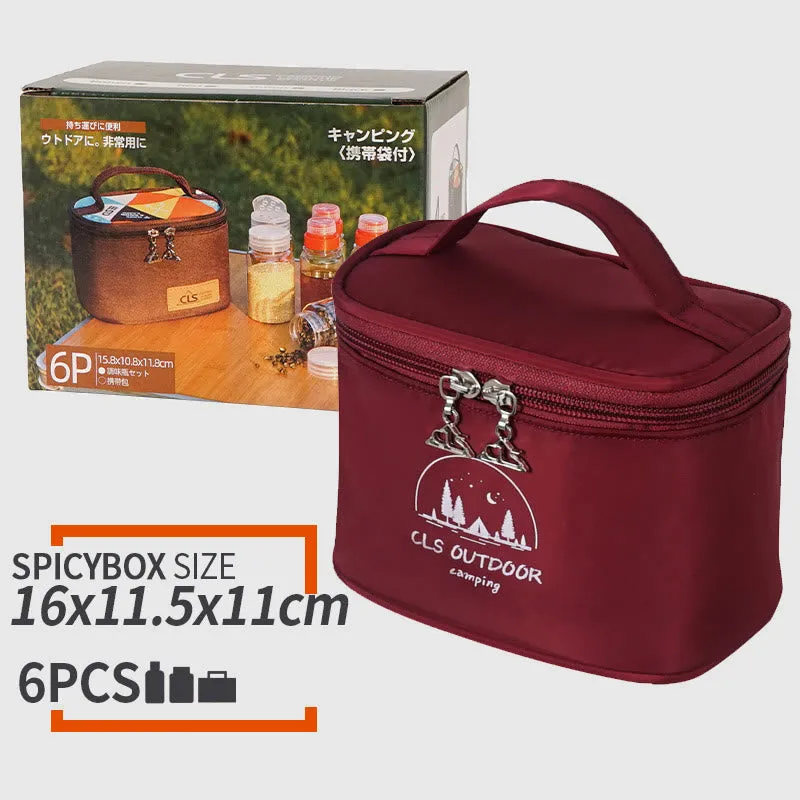 Mini Outdoor Camping BBQ Spice Bottle Set Storage Bag