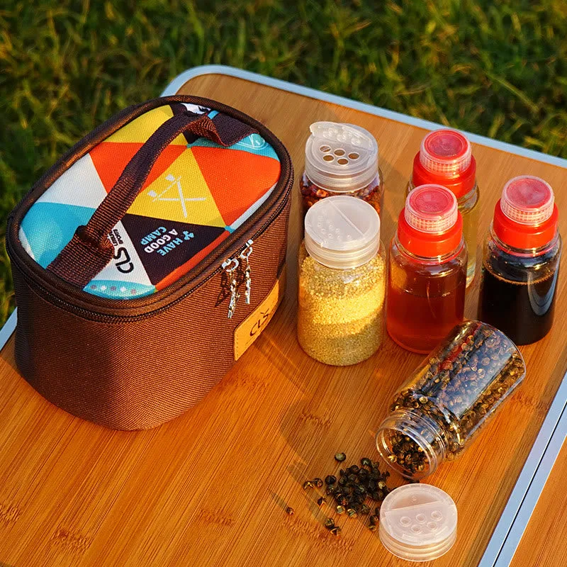 Mini Outdoor Camping BBQ Spice Bottle Set Storage Bag