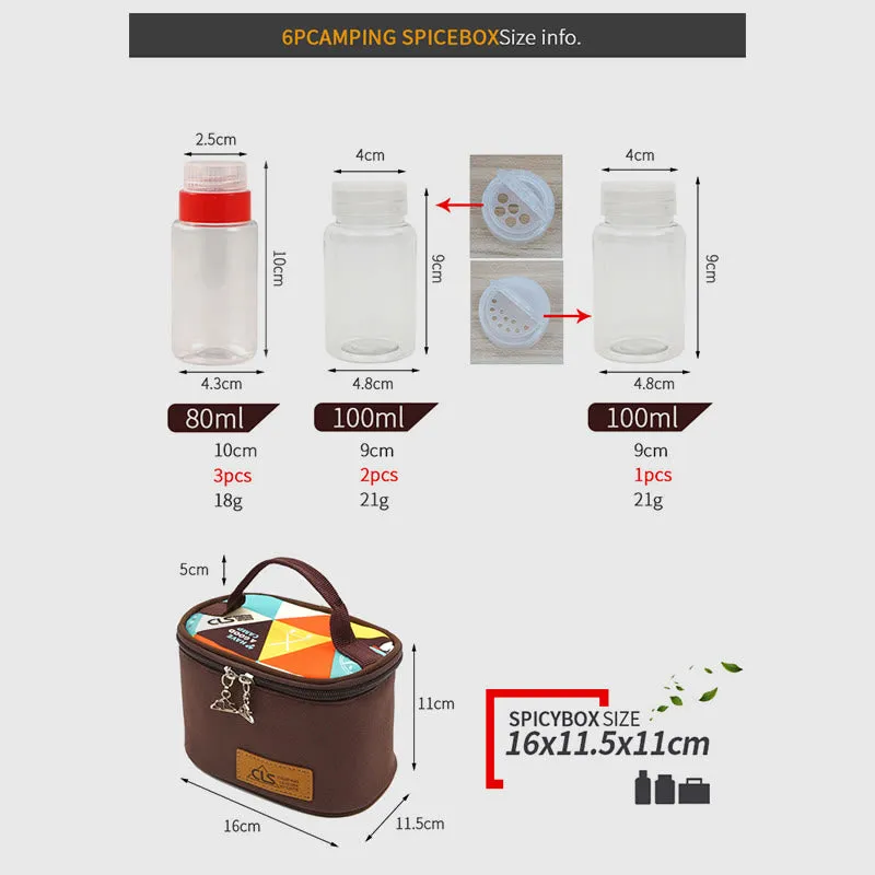 Mini Outdoor Camping BBQ Spice Bottle Set Storage Bag