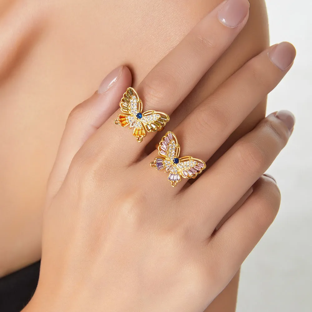 Mori Butterfly Copper Ring with Zircon Detail