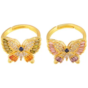Mori Butterfly Copper Ring with Zircon Detail