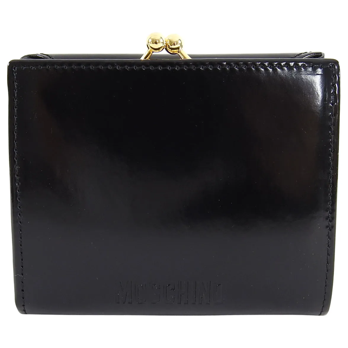 Moschino Black leather with Red Heart Wallet - New in Box