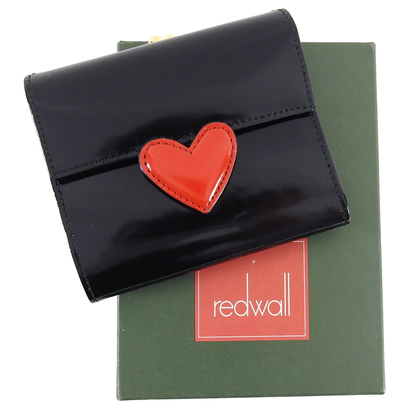Moschino Black leather with Red Heart Wallet - New in Box