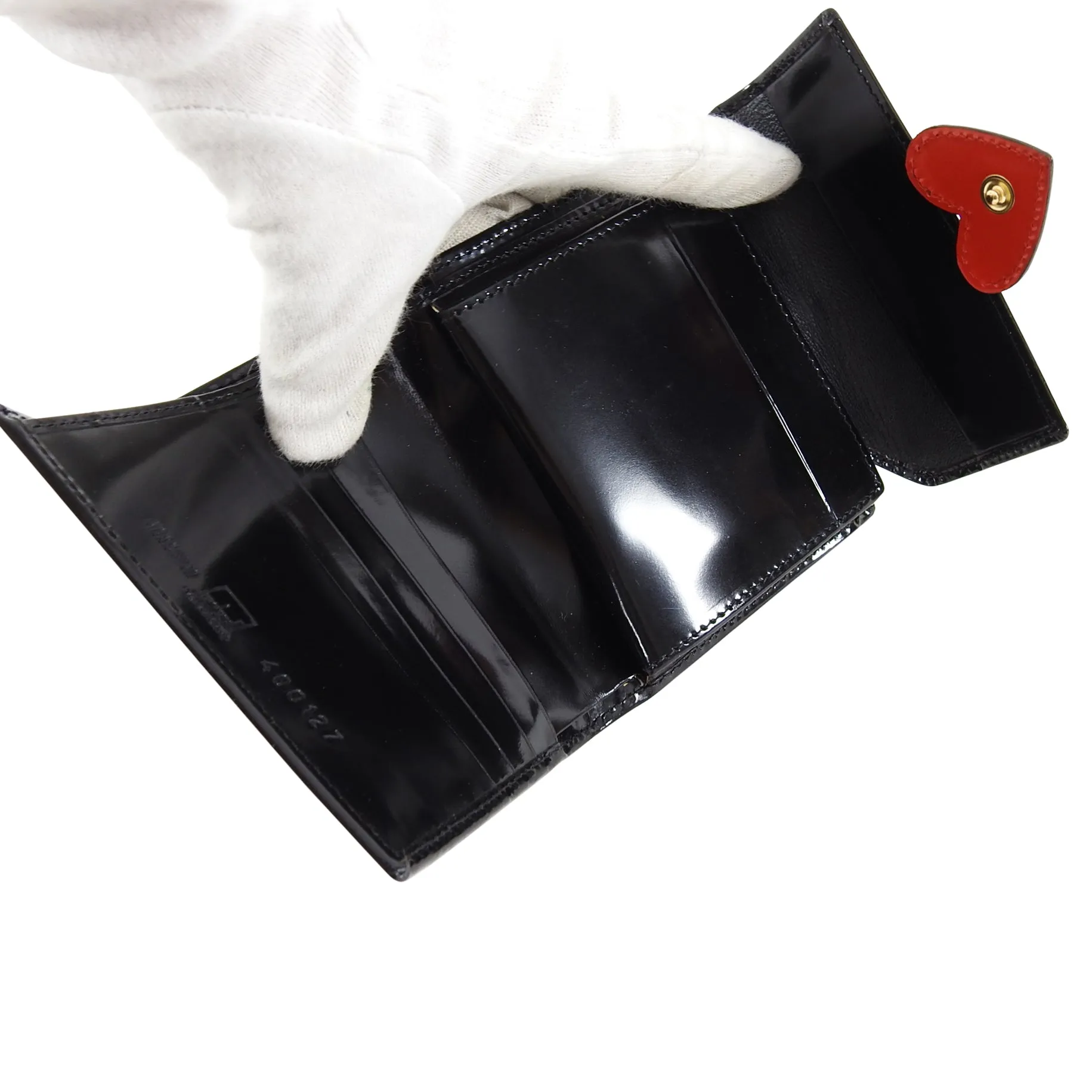 Moschino Black leather with Red Heart Wallet - New in Box
