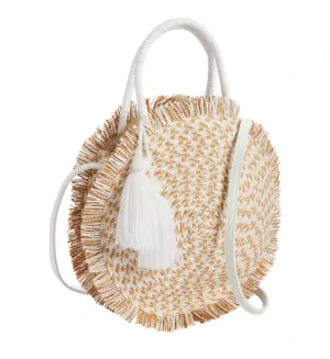 Mud Pie White Fringe Tote