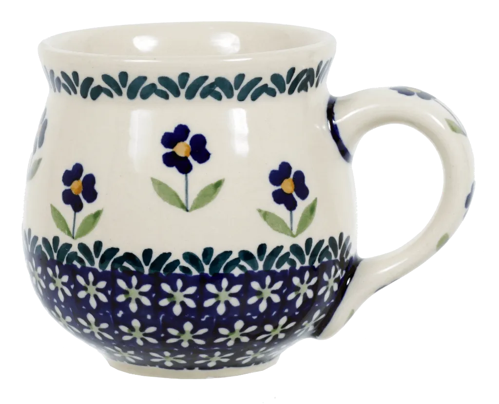 Mug, Belly Mug, 10oz Medium in "Forget Me Not" by Manufaktura | K090T-ASS
