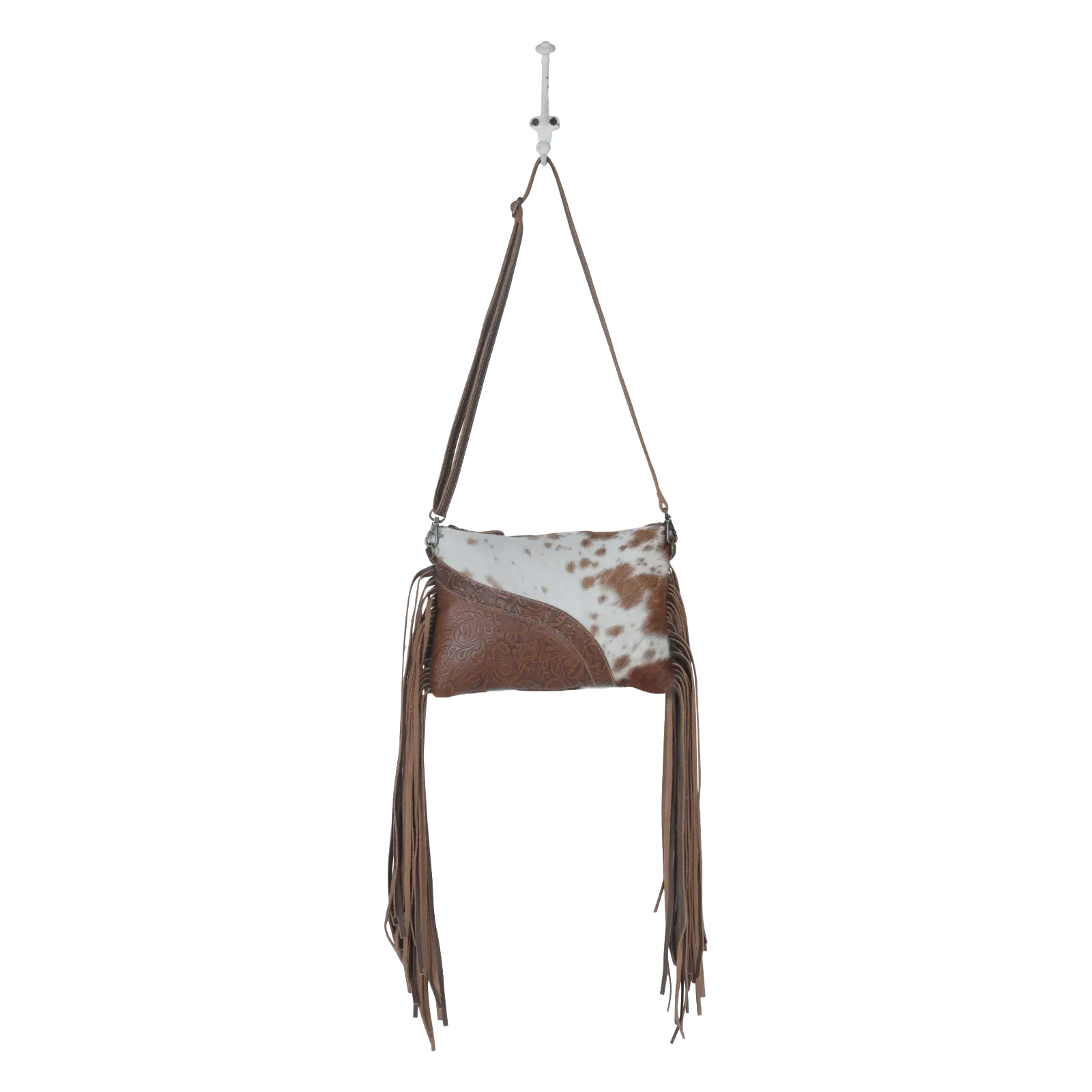 Myra Bag Ladies Western Brown Leather & Hairon Shoulder Bag S-3828