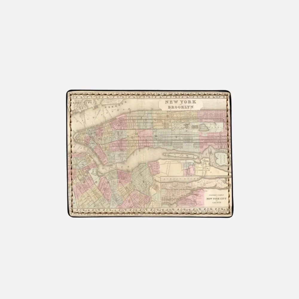New York City Vintage Map Personalized Card Holder Wallet