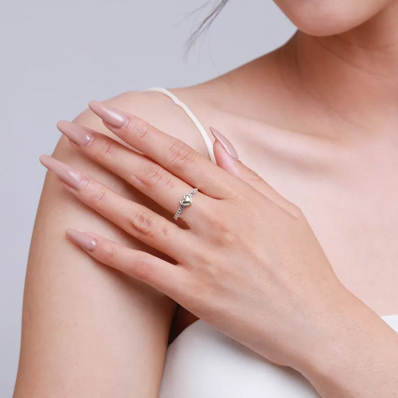 Niche Design Heart-Shaped Sterling Silver Love Ring