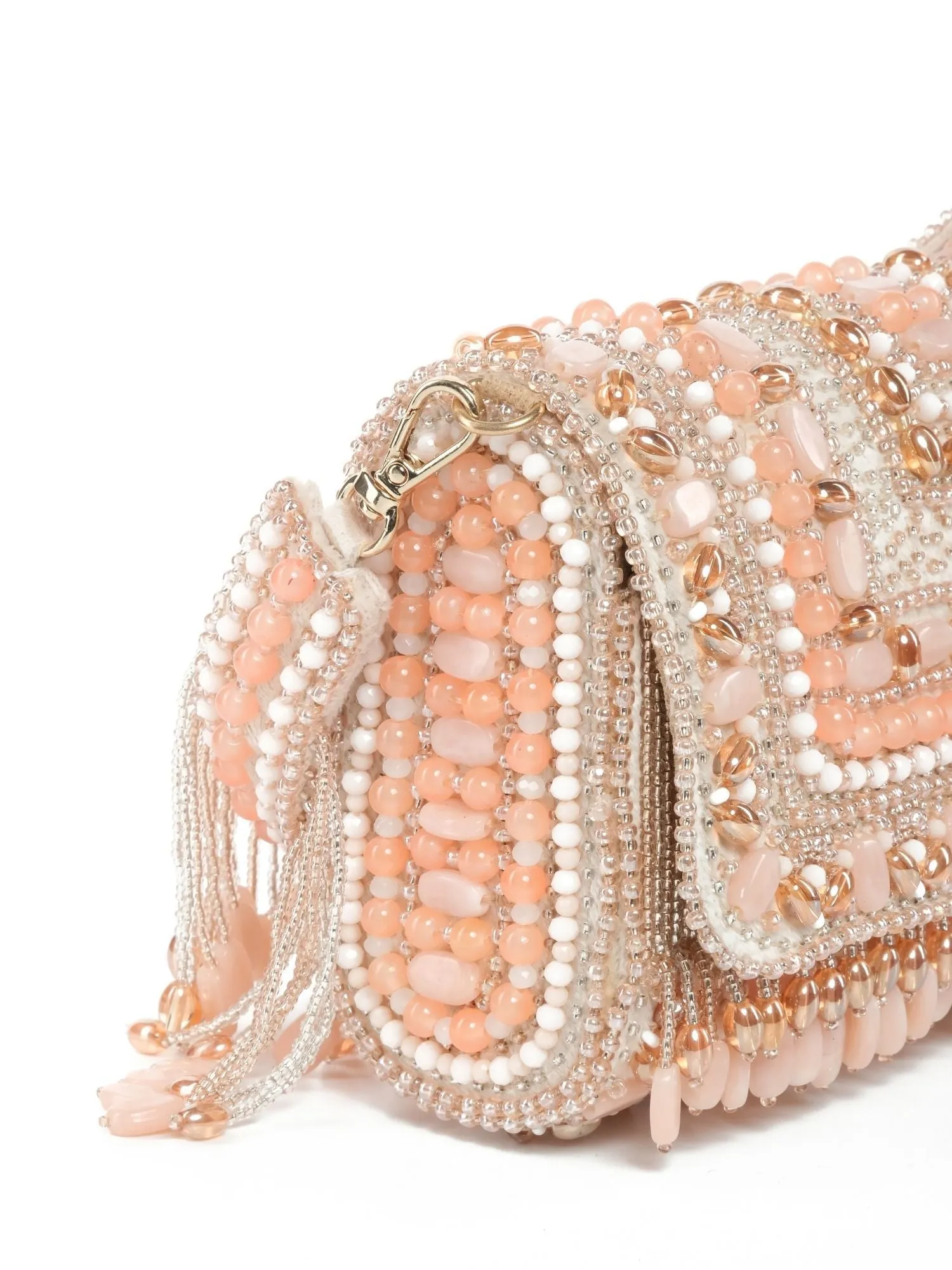 Noor Pastel-Colour Suede Embellished Clutch