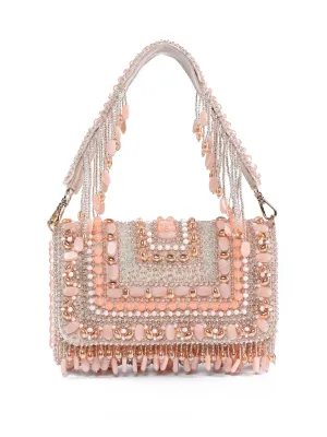Noor Pastel-Colour Suede Embellished Clutch