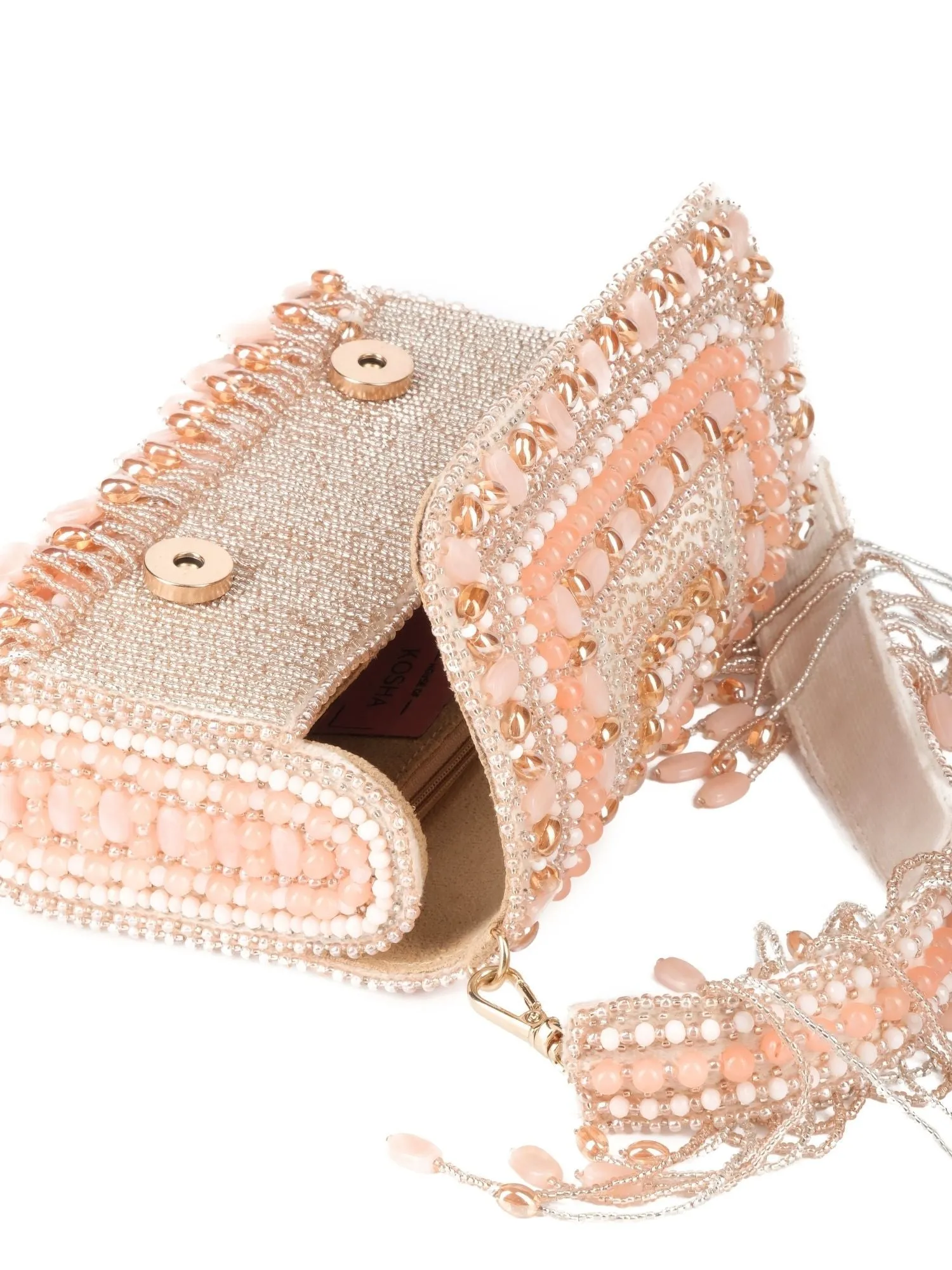 Noor Pastel-Colour Suede Embellished Clutch